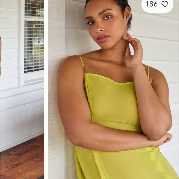 COPY - NWT ANTHROPOLOGIE SHEERED PANELED MIDI DRESS.IN BEAUTIFUL CHARTREUSE COL… - Picture 3 of 10